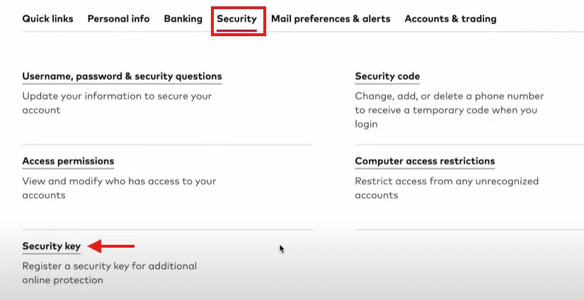 Security section in vanguard