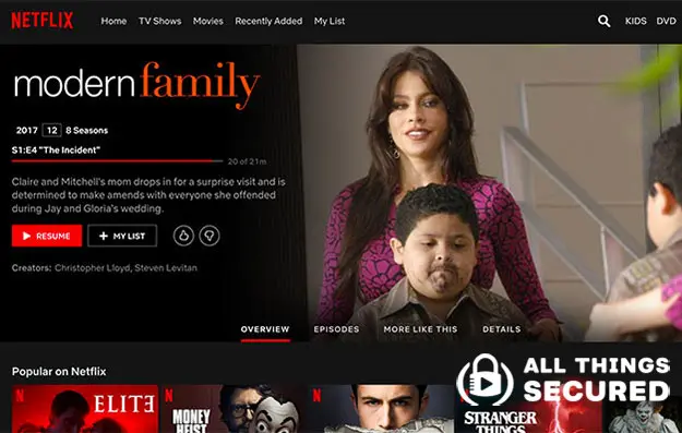 Modern Family page on Netflix