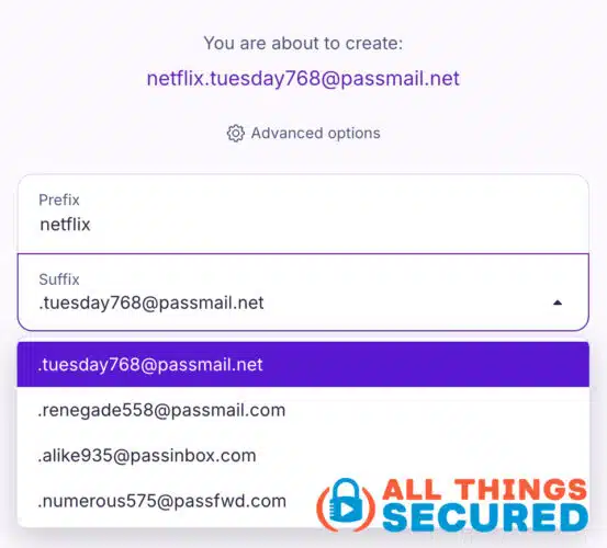 Email aliases in Proton pass