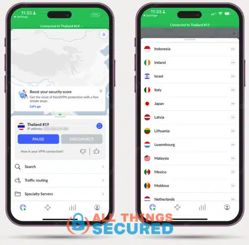 NordVPN iOS screenshots