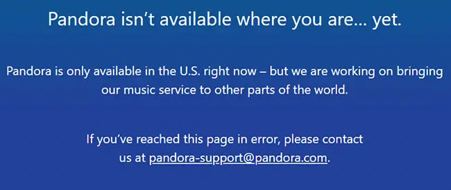 Pandora isn't available
